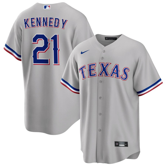 Men's Texas Rangers #21 Ian Kennedy Gray Cool Base Stitched Baseball Jersey